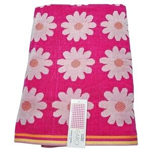 Caro Home Daisy Field Cotton Beach Towel Fiesta Pink 36x68 Soft And Absorbent
